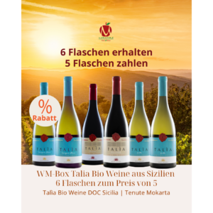 WM-Box Talia Bio Weine aus Sizilien 6 Flaschen zum Preis von 5